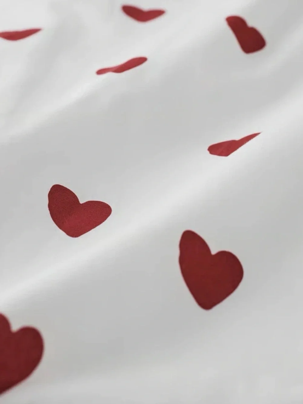 IKEA Barndröm TWIN DUVET COVER & PILLOWCASE bedding 100% RED HEARTS WHITE 2 PC